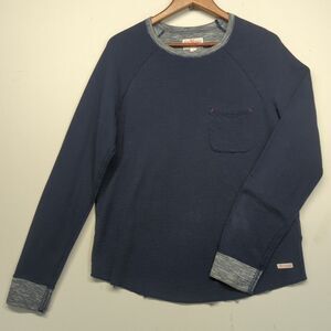 True Religion Knit Thermal Long Sleeve Pocket Shirt Navy Large Mens